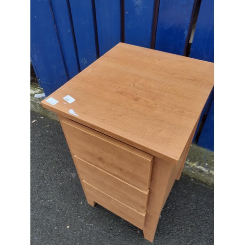 65 - A 3 DRAWER OAK BEDSIDE CHEST