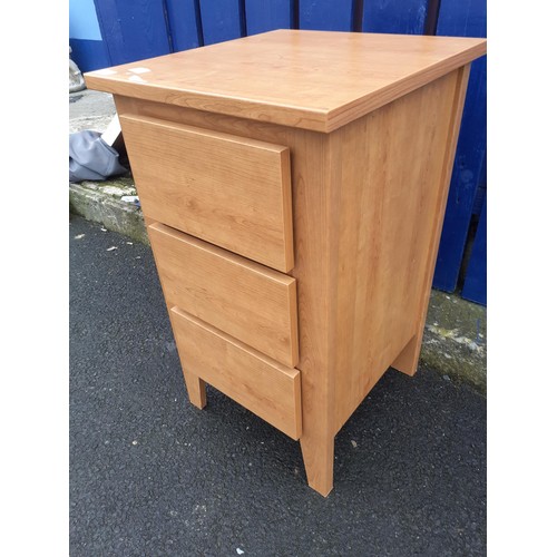 65 - A 3 DRAWER OAK BEDSIDE CHEST