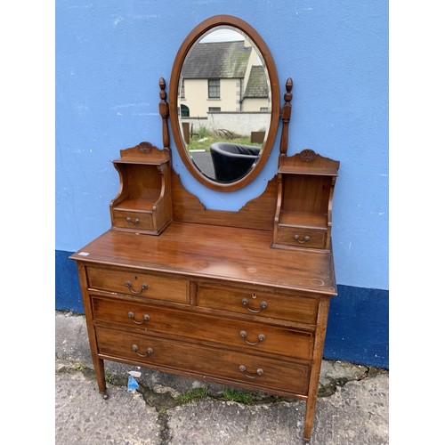 142 - A EDWARDIAN INLAID  INLAID DRESSING CHEST 42