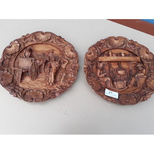 17 - 2 CARVED WOODEN PLAQUES