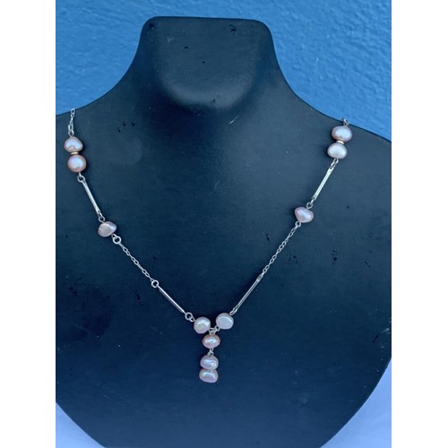 222 - A SILVER AND FRESH WATER PEARL NECKLACE