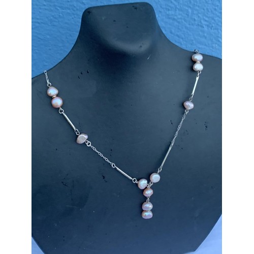 222 - A SILVER AND FRESH WATER PEARL NECKLACE