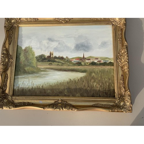 139 - 2 OIL PAINTINGS BY PAISLEY IN ORNATE GILT FRAMES 16X19