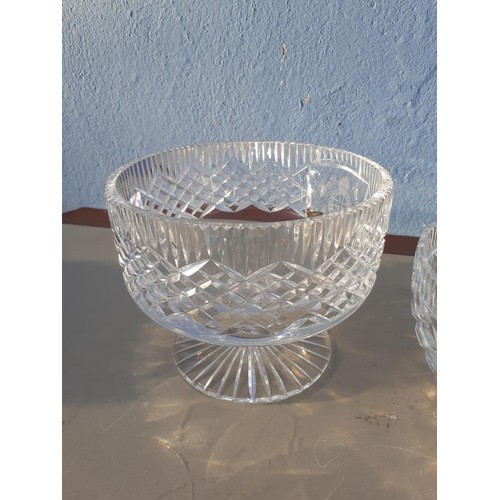 152 - AN ETCHED CRYSTAL FRUIT BOWL ON STEM AND 1 OTHER