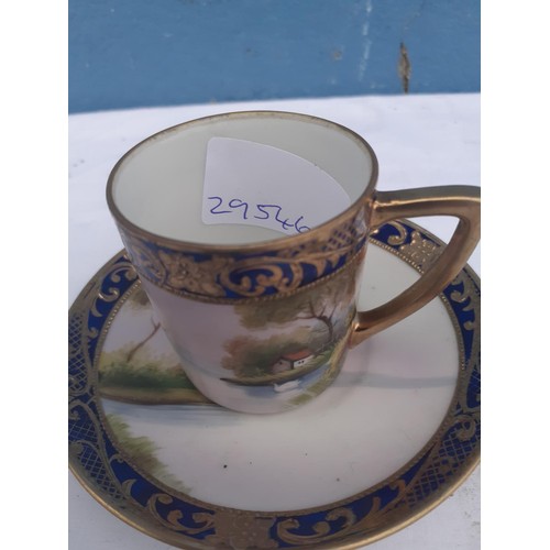 203 - HANDPAINTED & GILTED NORTAKI CUP & SAUCER