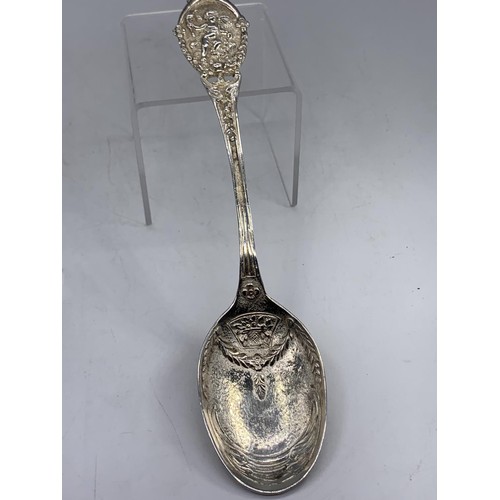 215 - VERY ORNATE SILVER SPOON WITH A CHERUB TO HANDLE 78.6G