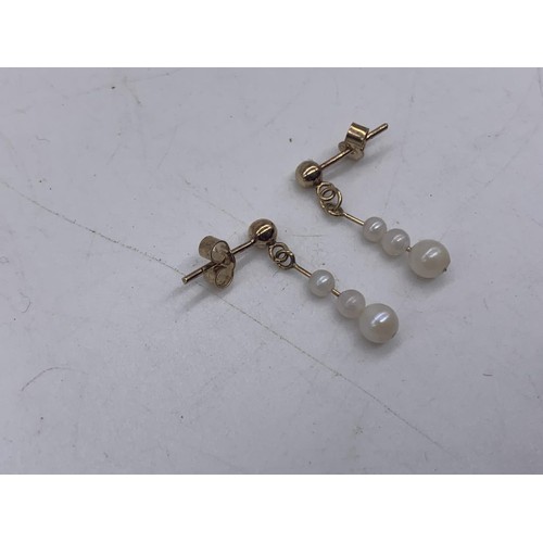 225 - PAIR OF 9K GOLD PEARL DROP EARRINGS