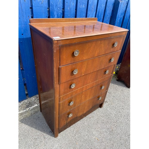 12 - VINTAGE WALNUT 5 DRAWER CHEST