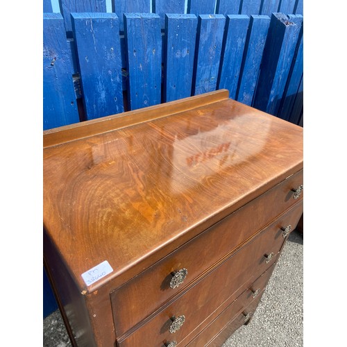 12 - VINTAGE WALNUT 5 DRAWER CHEST