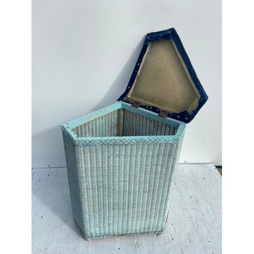 15 - A WICKER CORNER LAUNDRY BASKET LLOLYD LOOM STYLE