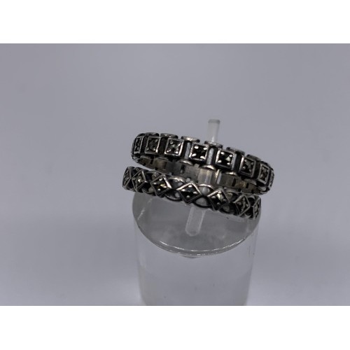 274 - 2 silver and marcasite rings O & P/Q