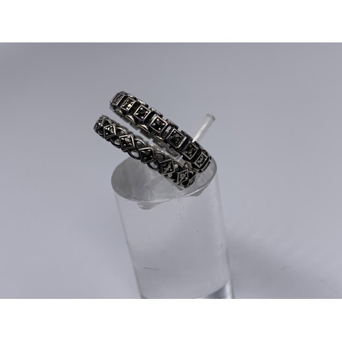 274 - 2 silver and marcasite rings O & P/Q