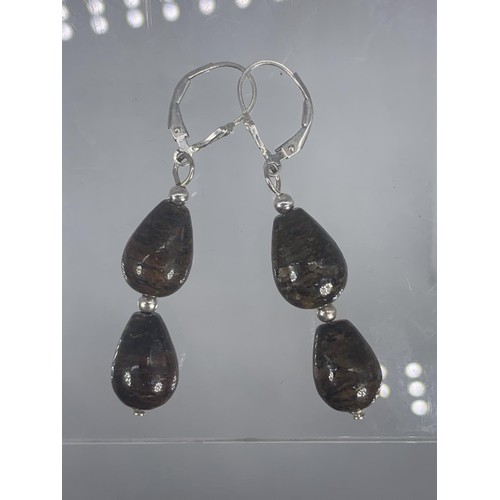 282 - SILVER AND SEMI PRECIOUS STONE SET EARRINGS