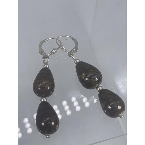 282 - SILVER AND SEMI PRECIOUS STONE SET EARRINGS