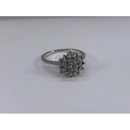 283 - SILVER GEM SET CLUSTER RING