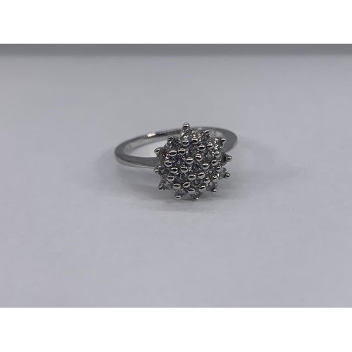 283 - SILVER GEM SET CLUSTER RING