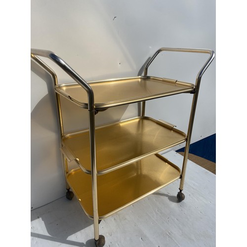 45 - A RETRO 3 TIER TROLLEY WITH REMOVABLE TRAY SHELVES