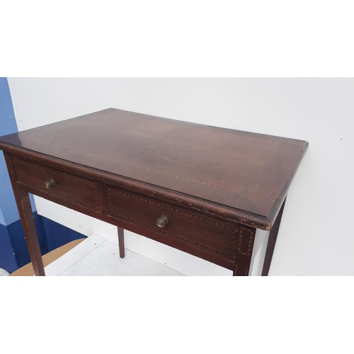 66 - AN INLAID MAHOGANY 2 DRAWER TABLE