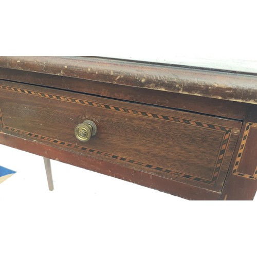 66 - AN INLAID MAHOGANY 2 DRAWER TABLE