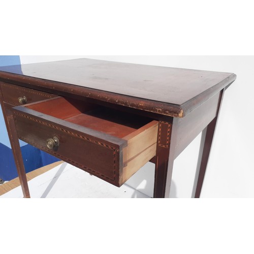 66 - AN INLAID MAHOGANY 2 DRAWER TABLE