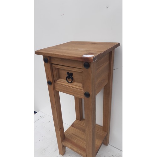 71 - A MEXICAN PINE 1 DRAWER LAMP TABLE