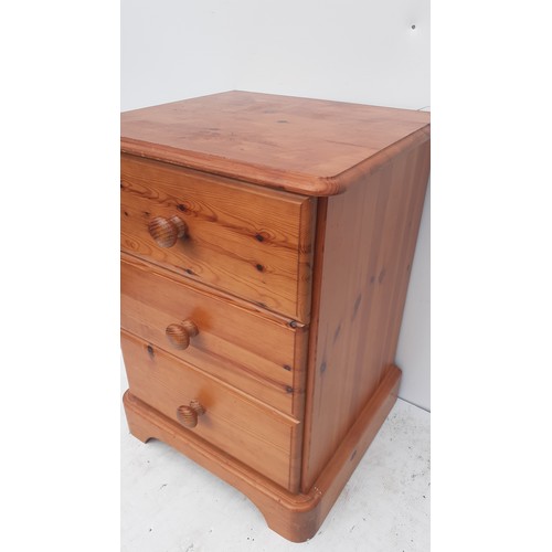 72 - A PINE 3 DRAWER BEDSIDE CHEST