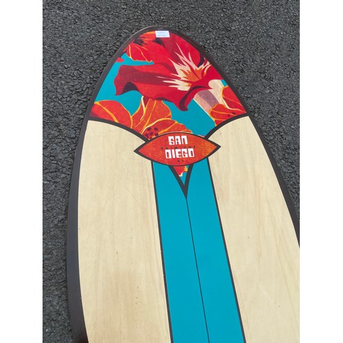 76 - WOODEN SAN DIAGO SURF BOARD