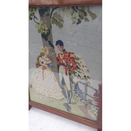 93 - A TAPESTRY FIRESCREEN/TABLE