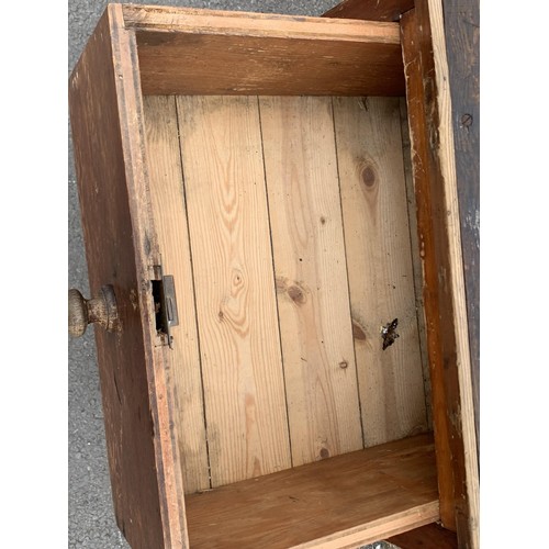 114 - AN ANTIQUE IRISH PINE 3 DRAWERS WORKERS CABINET (FROM THE SPRINGFIELD LINEN FACTORY DOAK WHICH IS NO... 