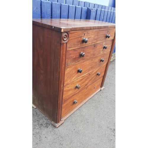 143 - A VICTORIAN MAHOGANY SCOTCH CHEST OF DRAWERS NO FEET