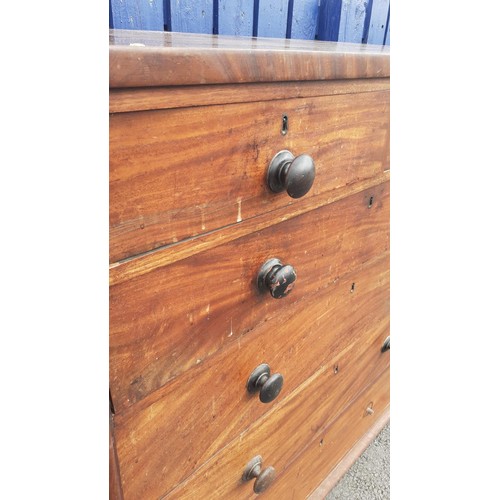 143 - A VICTORIAN MAHOGANY SCOTCH CHEST OF DRAWERS NO FEET