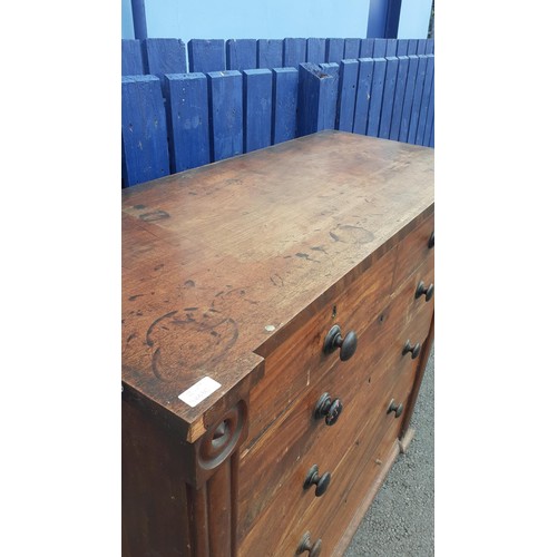 143 - A VICTORIAN MAHOGANY SCOTCH CHEST OF DRAWERS NO FEET