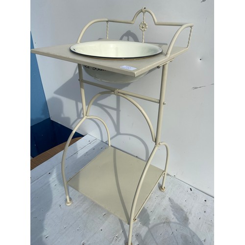 288 - METAL CREAM WASH STAND AND BOWL