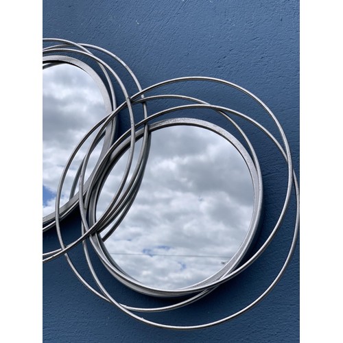 169 - DESIGNER STYLE CHROMED 3 PANELLED MIRROR APPROX 33