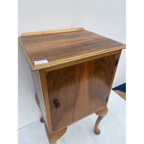 172 - SMALL WALNUT SINGLE DOOR CABINET ON QUEEN ANNE LEG 16 x 28 x 12