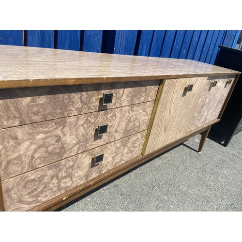 184 - A BURR WALNUT EFFECT MID CENTURY SIDEBOARD 67X28X17