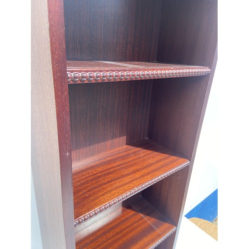 293 - A NEAT MAHOGANY BOOKSHELVES WITH GALLERY BACK 47 HIGH X 17