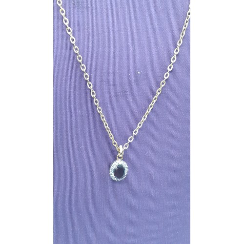 212 - A SILVER GEMSET  PENDANT ON SILVER CHAIN