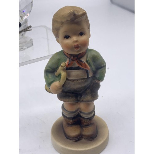 338 - A HUMMEL FIGURE BOY WITH BUGLE AND A SWAROFSKI MOUSE