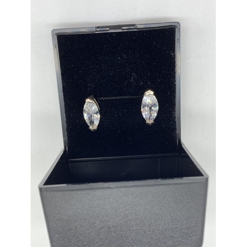 349 - A PAIR OF SILVER AND CRYSTAL EARRINGS BOXED