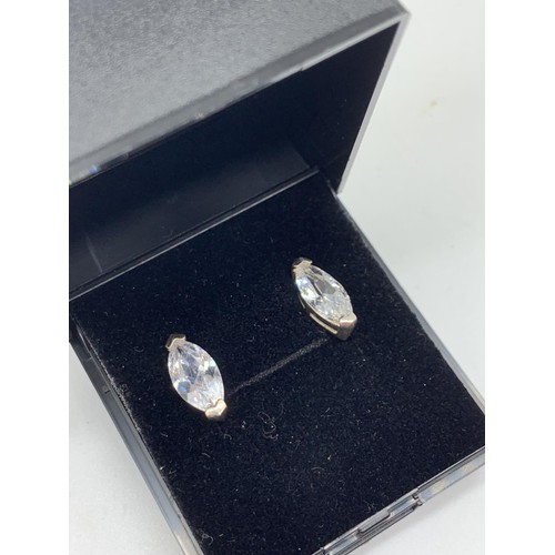 349 - A PAIR OF SILVER AND CRYSTAL EARRINGS BOXED