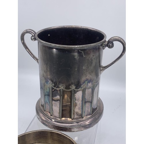 393 - 2 LARGE OLD SILVER PLATED WINE COOLERS