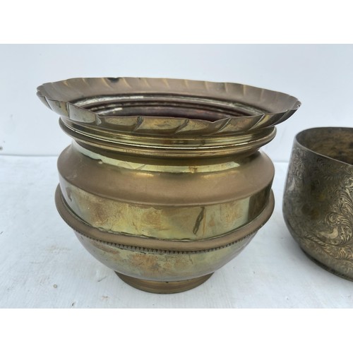 394 - 2 BRASS JARDINERE