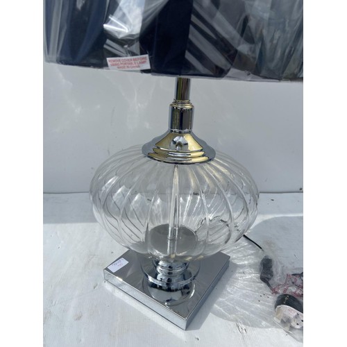 396 - CHROME/GLASS NEW TABLE LAMP