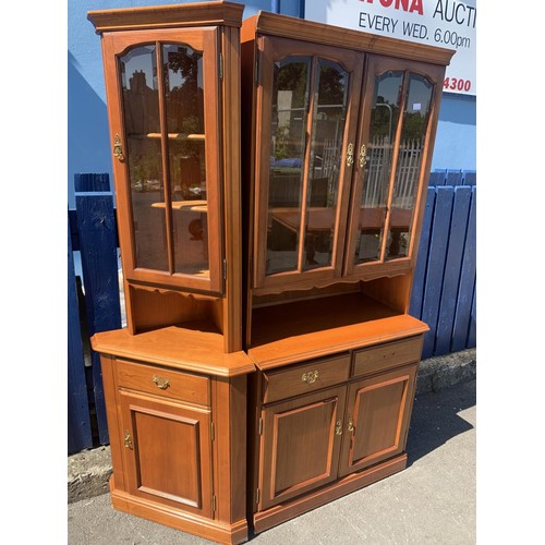 398 - A YEW WOOD DISPLAY CABINET