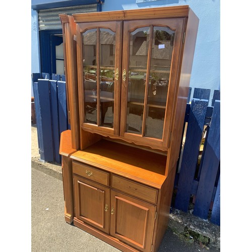 398 - A YEW WOOD DISPLAY CABINET