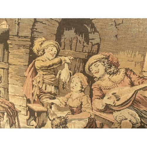 415 - A LARGE TAPESTRY DEPICTING A PERIOD TAVERN SCENE 60X24