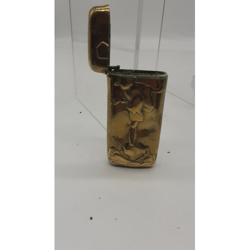 605 - A BRASS ART NOVEAU VESTA CASE