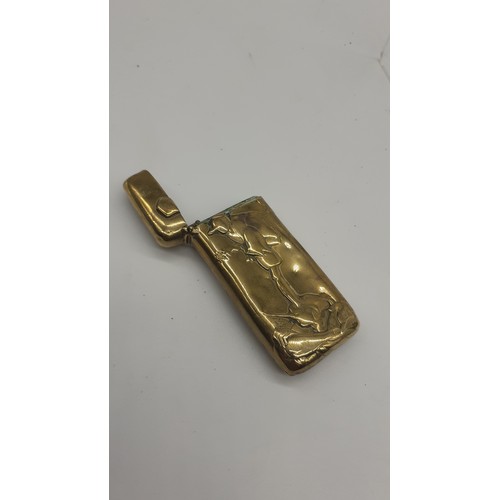 605 - A BRASS ART NOVEAU VESTA CASE