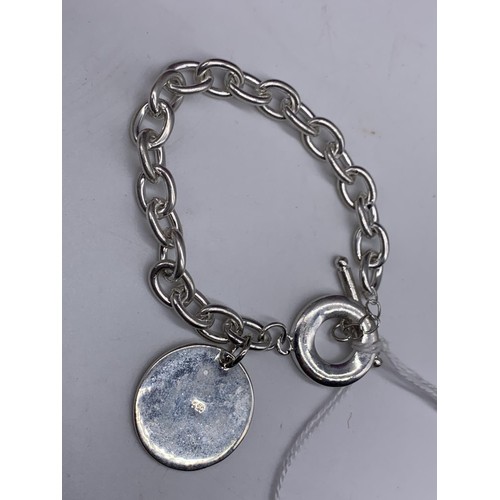 608 - SILVER BRACELET WITH SILVER DISC